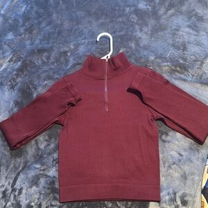 Burgundy women's active wear Half-Zip Top